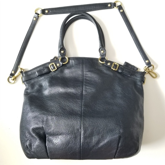 COACH Madison Lindsey Black Leather Satchel Crossbody Purse Handbag 18641 - Picture 2 of 12